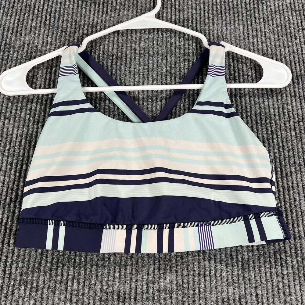 Lululemon Sports Bra Womens 8 Striped Cross Back Criss Cross Activewear Yoga Gym